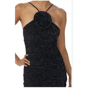 AFRM Mila Rose Rhinestone Mini Ruched Dress. Size Small. NWT. Bodycontoured.